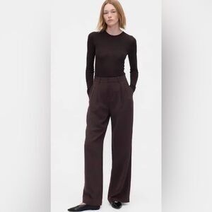 GAP Wide-Leg High-Rise Trousers in Dark Brown